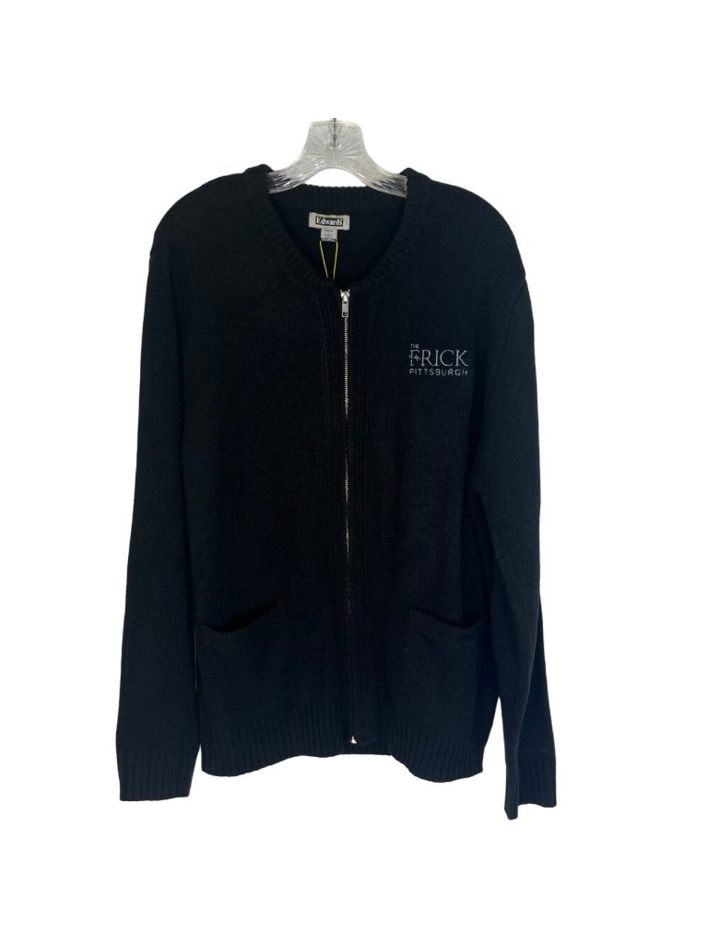 The Frick Pittsburgh University Pitt Front Zip Cardigan Sweater Large Black New